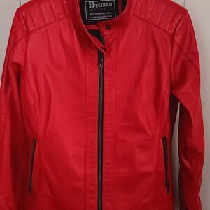 Red Biker Leather Jacket for Women – Genuine Leather Jacket - Medium